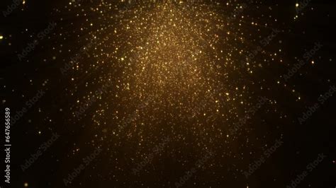 4k Gold Particles Rain Motion Background Golden Glitter Particle