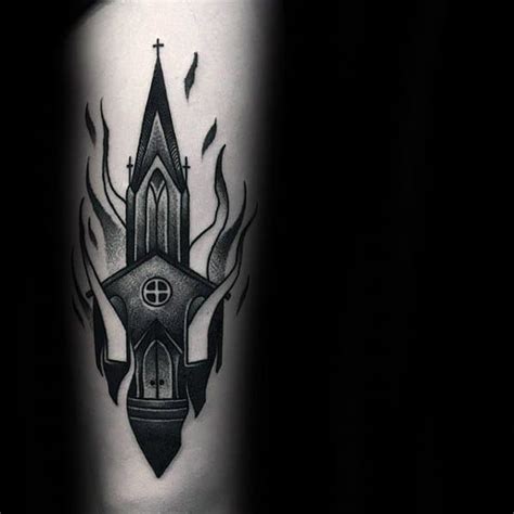 60 Burning Church Tattoo Designs For Men Flaming Ink Ideas