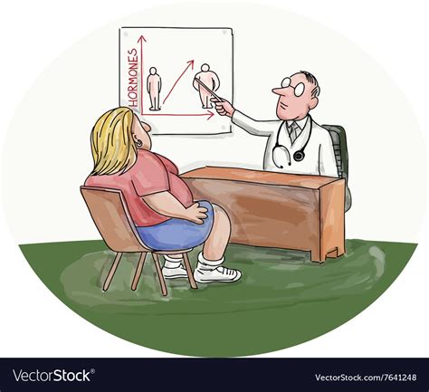 Obese Woman Patient Doctor Caricature Royalty Free Vector