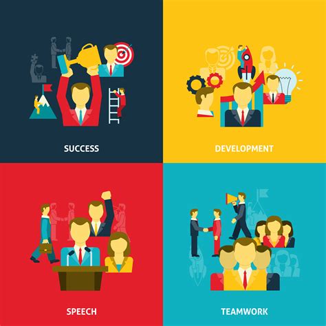 Leadership In Business Icons Set 461855 Vector Art At Vecteezy
