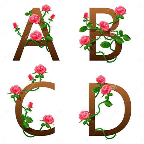 Flowers Alphabet With Red Roses Stock Vector Illustration Of Concept