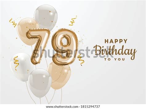 Happy 79th Birthday Gold Foil Balloon Stock Vector Royalty Free