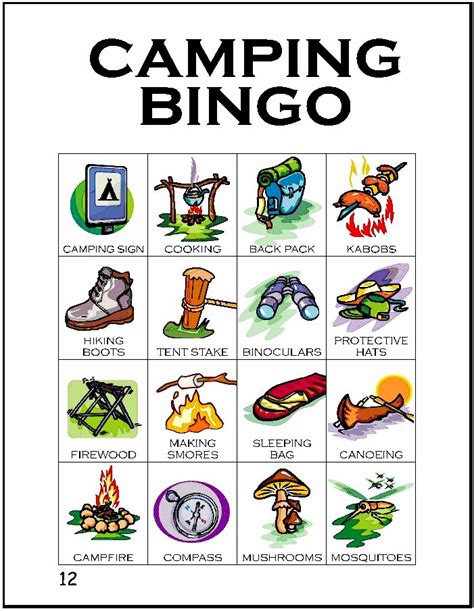 The intent of the camp card sale is to allow units to raise funds to pay for their year round camping program. Camping Bingo Card 12 - MakingFriends