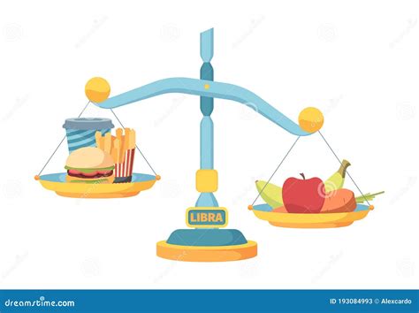 Scales Balance Fast Food And Healthy Nutrition Concept Healthy