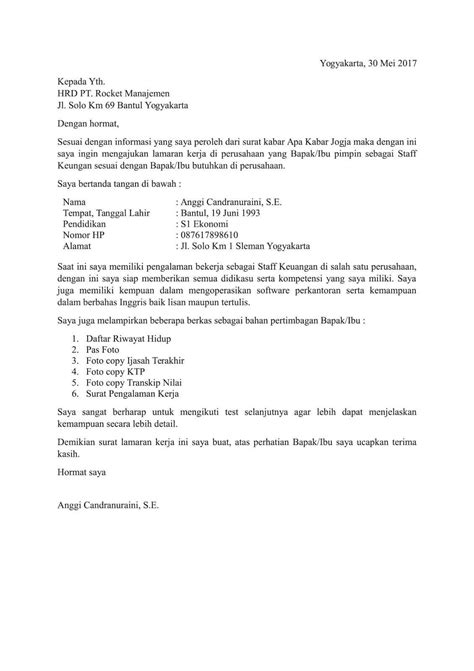 Contoh Surat Lamaran Kerja Block Style Tanpa Kop Surat - Surat Lamaran