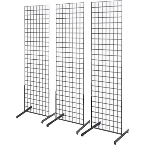 Black 2 X 5 Gridwall Panel Tower With T Base Floorstanding Display Kit