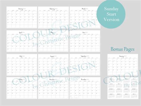 2023 Indesign Calendar Template Adobe Indesign Calendar Etsy Australia