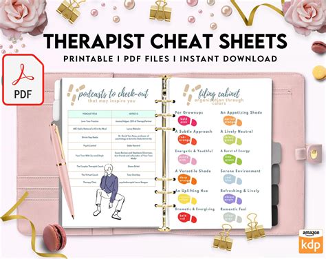 Therapist Planner Therapist Insert Cheat Sheets For Documentation