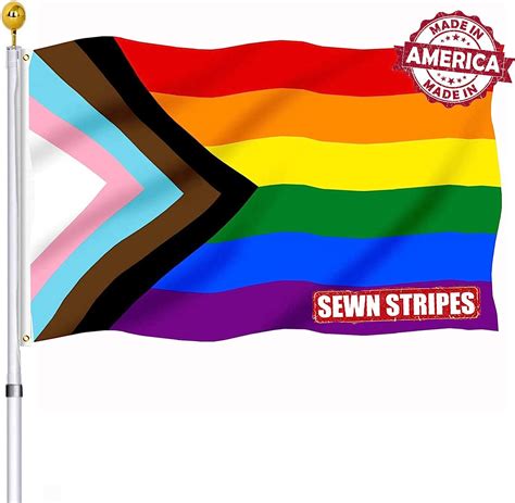 Amazon Com Progress Pride LGBTQ Flag 3x5 Outdoor Sewn Stripes All