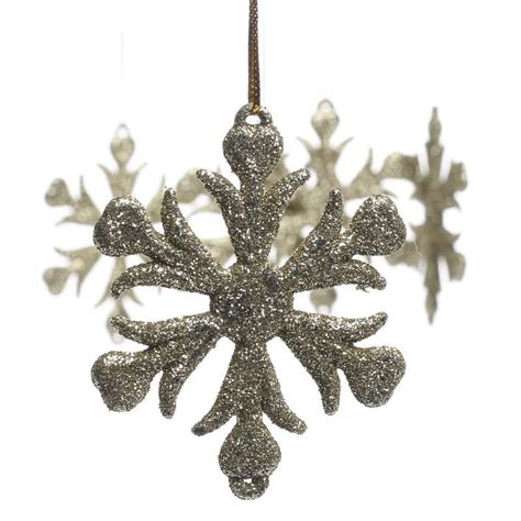 Gold Glittered Snowflake Ornaments Christmas Ornaments Christmas