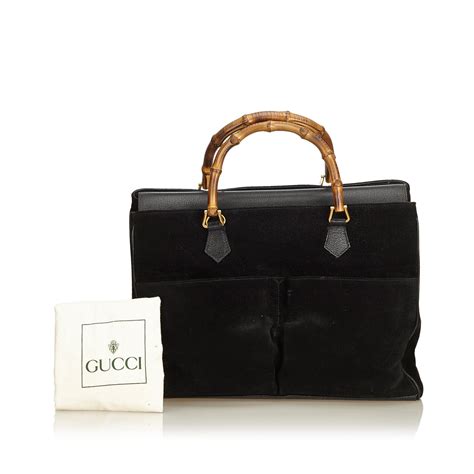 Gucci Bamboo Suede Top Handle Tote Bag Gucci Bamboo Bags Suede Tops