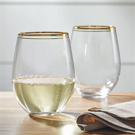 Better Homes Gardens Stemless Double Rim Gold Wine Glasses Piece Walmart Com