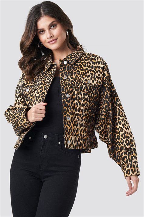 Cropped Oversized Leopard Denim Jacket Leopard Na Jackets