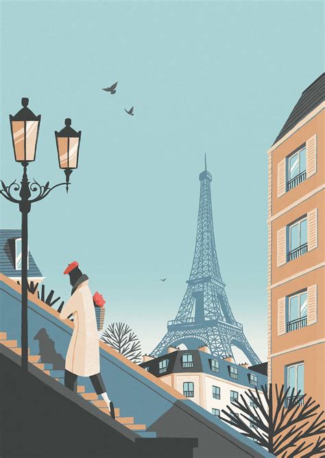 Sunday Strolling In Paris David Doran Paris Illustration Eiffel