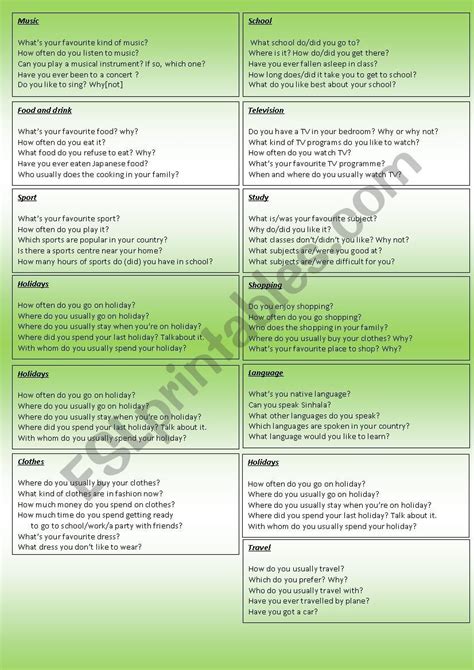 These Ket Topics Cards Will Help Students Who Want To Practise The