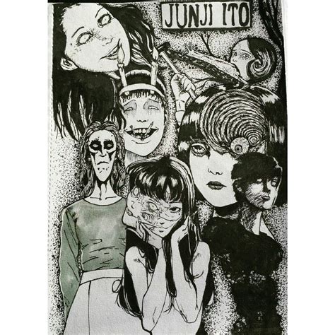 A Collection Of Pen Drawings I Did Of My Favourite Junji Ito Characters