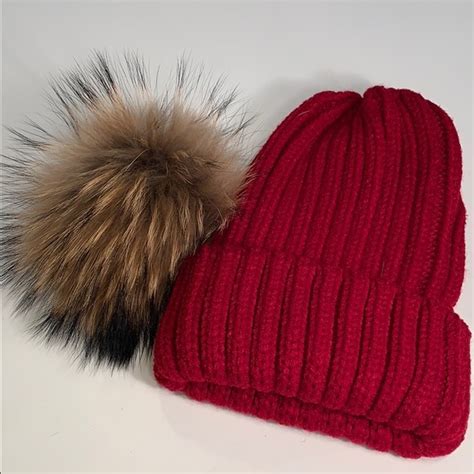 The Boutique Accessories Red Knit Beanie With Removable Pom Pom
