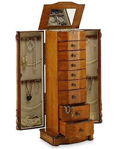 Large Floor Standing 8 Drawer Wooden Jewelry Armoire With