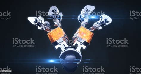 Rotating Fuel Injected V8 Engine With Explosions 3d Illustration Render