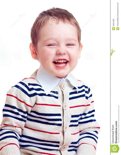 Happy Laughing Baby Boy Isolated On White Royalty Free