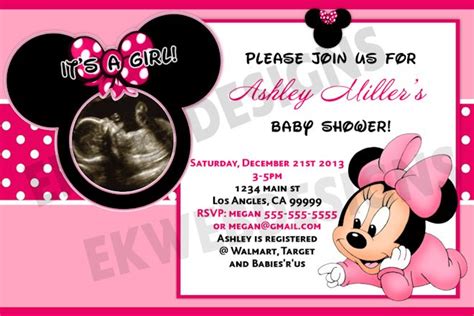 Design your custom baby shower invitations from scratch. Minnie Mouse Baby Shower Invitation- Its a Girl Baby ...