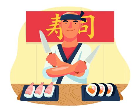 Illustrated Sushi Chef
