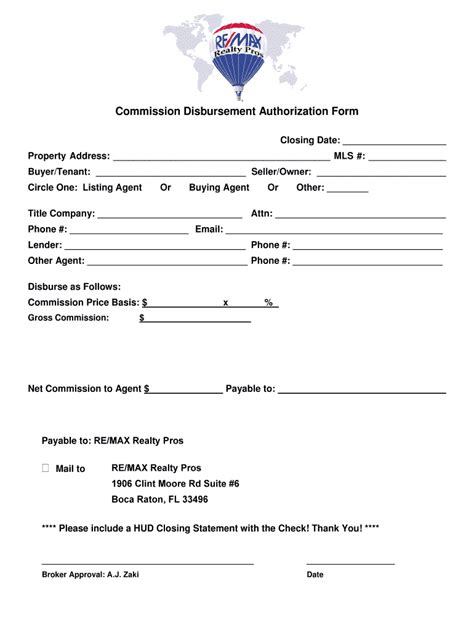 Commission Disbursement Authorization 2020 2022 Fill And Sign