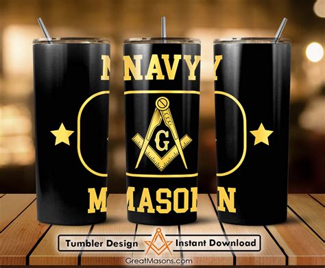 Us Navy Mason Masonic United States Freemasons Skinny Tumbler Wrap Png
