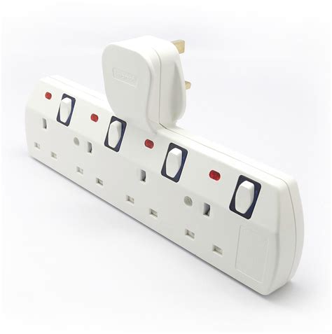1 To 6way Gang Switched Multi Socket Extension Adaptor Anti Surge Neon