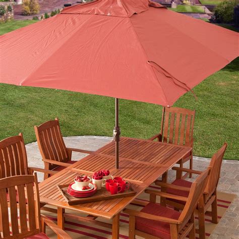 8 X 11 Ft Rectangle Patio Umbrella With Red Orange Terracotta Canopy