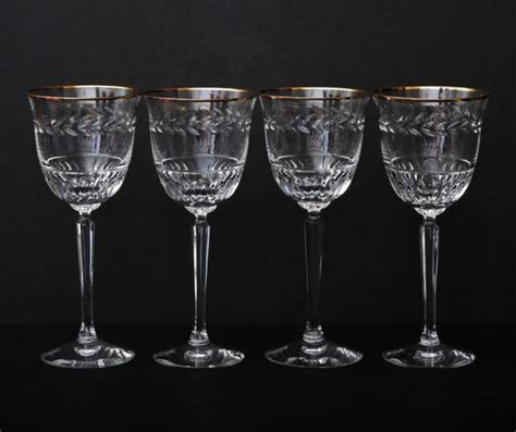 Set Of 4 Vintage Lenox Crystal Classic Laurel Wine Glass Gold Rim 7 1 4 Tall Ebay