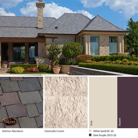 Cream Stone Exterior Color Schemes Davinci Roofscapes
