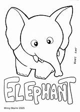 Coloring Elephant Gajah Mewarnai Animals Hewan Line Animal Winry Marini 2005 Halaman Binatang sketch template