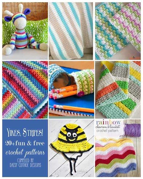20 Striped Crochet Patterns Free Crochet Patterns Daisy Cottage