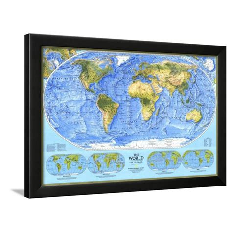 1994 World Physical Map Framed Print Wall Art By National Geographic
