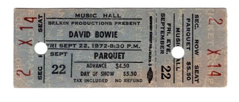 David Bowie Unused Ticket For First Ever Us Concert Cleveland Sept