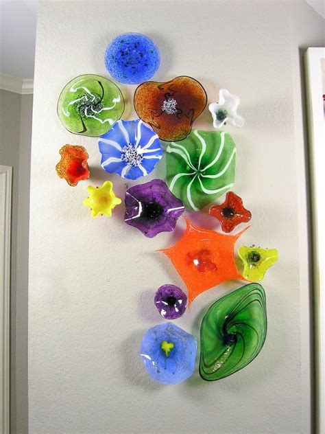 Blown Glass Flower Wall Art Blown Glass Wall Art Fused Glass Wall Art Wall Sculpture Art