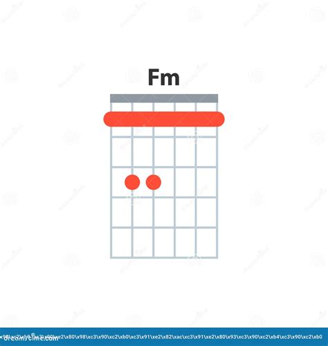 Fm Guitar Chord Icon Basic Guitar Chords Vector Isolated On White