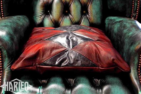 Black Red Pillows Leather Harleq Luxury Patchwork Leather Vintage