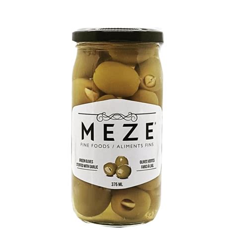 MEZE Green Olives stuffed with Garlic - Greektown Marketa