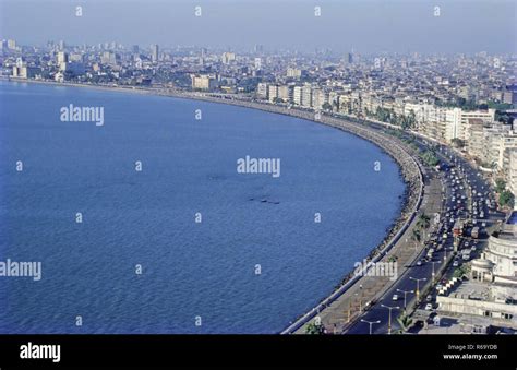 Marine Drive Aerial Bombay Mumbai Maharashtra India Asia Stock