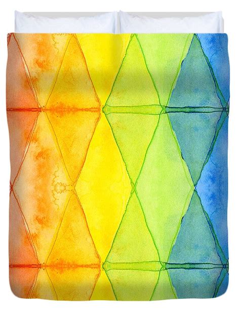 Watercolor Rainbow Pattern Geometric Shapes Triangles Duvet Cover For