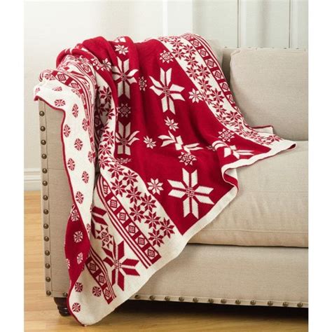 Sevan Collection Knitted Christmas Design Throw Blanket Bed Bath
