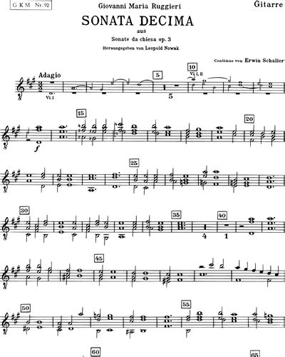 Sonata Decima In D Major Op 3 Guitar Sheet Music By Giovanni Maria