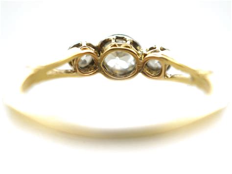Edwardian 18ct Gold And Platinum Three Stone Diamond Ring 233n The