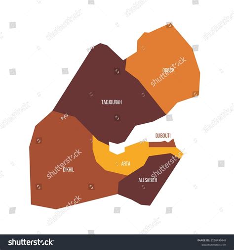 Djibouti Political Map Administrative Divisions Regions Stock Vector Royalty Free 2268499849