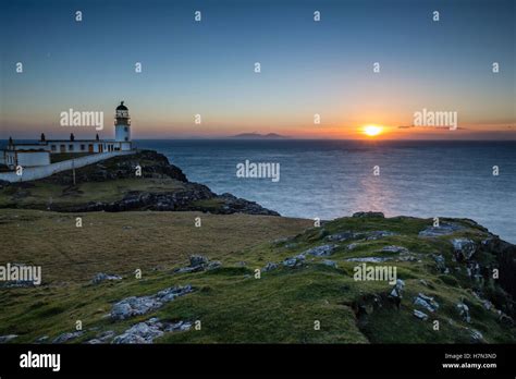 Sunset At Nest Point Lighthouse Isle Of Skye Scotland Stock Photo Alamy