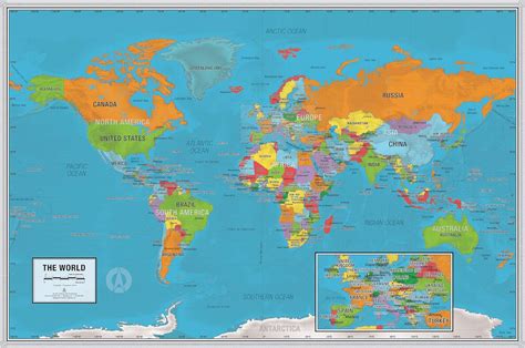 Laminated World Scholar Map Poster Educational