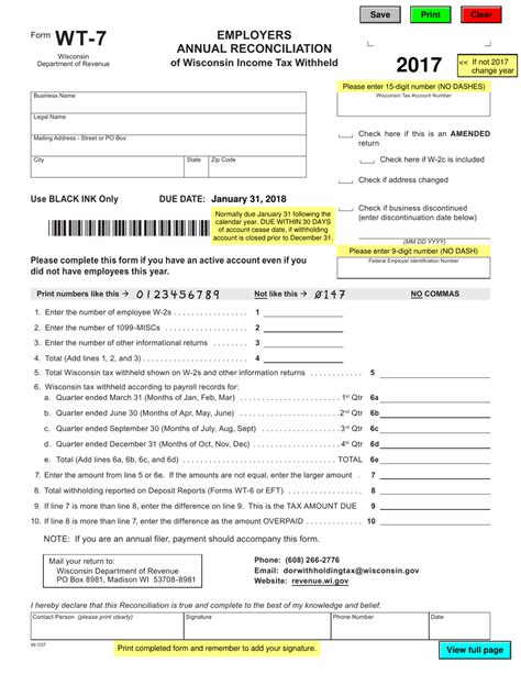 Form Wt 7 2017 Fill Out Sign Online And Download Fillable Pdf