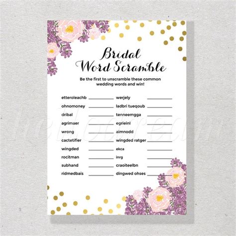 Gold Confetti Bridal Word Scramble Game By Hellodreamstudio